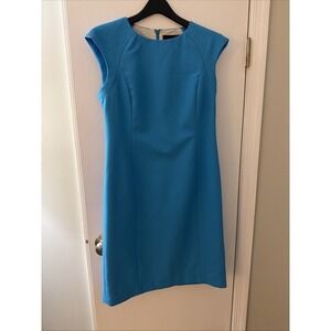 Nina McLemore Turquoise, Tailored Sheath Silhouette Dress, Cap Sleeves Boat Sz 4